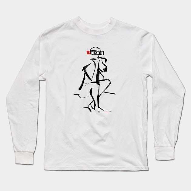 The Thinking Figure thinking ink Long Sleeve T-Shirt by teddyMak